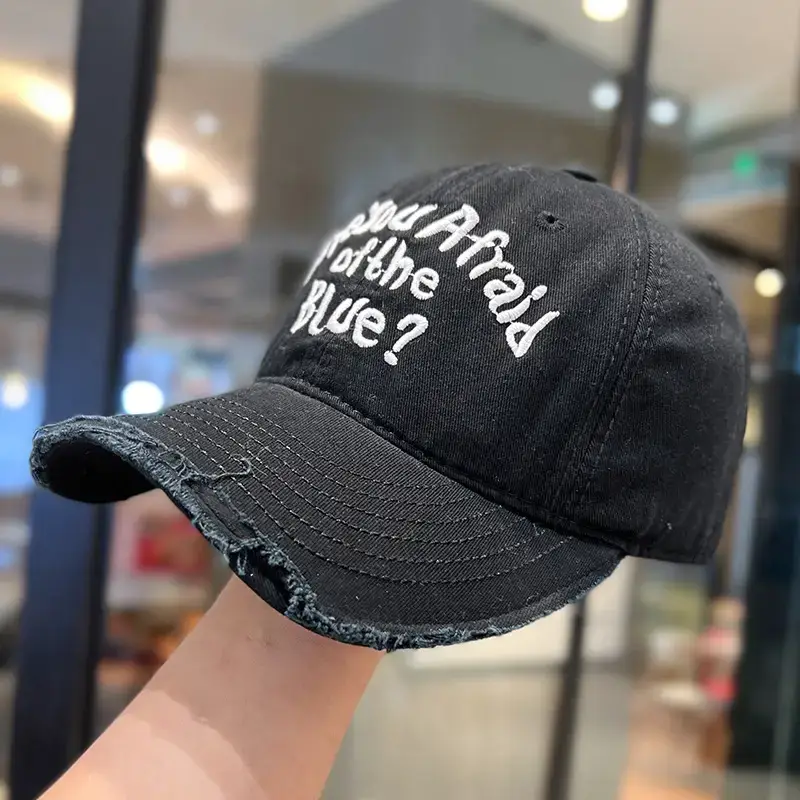 Retro Raw Edge Frayed Baseball Cap for Men Women - Image 2