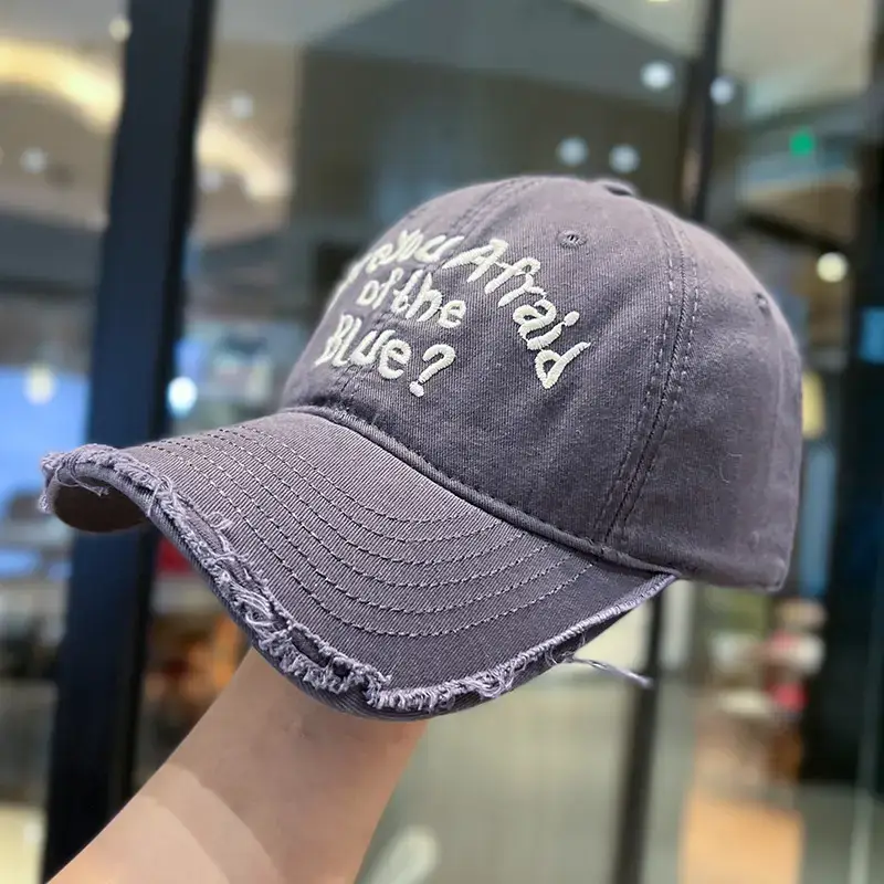 Retro Raw Edge Frayed Baseball Cap for Men Women - Image 5