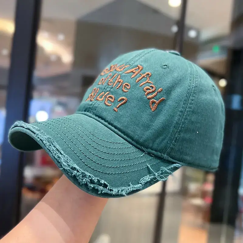 Retro Raw Edge Frayed Baseball Cap for Men Women - Image 8