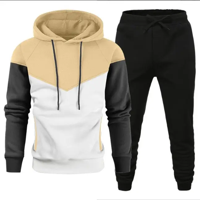 Men Red Blue Navy Hoodie Sweatpants Set Winter Fleece