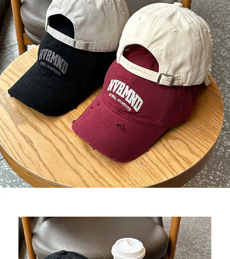 Unisex Frayed Letter Embroidered Baseball Cap — feature 4