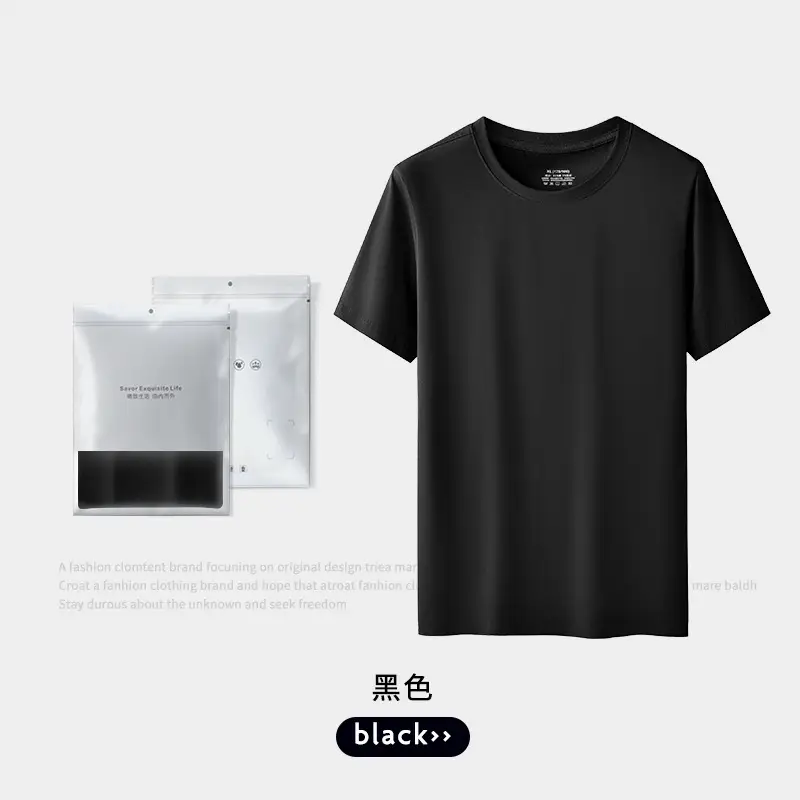 Men's Pure Cotton Black T-Shirt Round Neck - Image 4