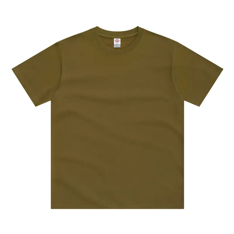 Men Olive Green Cotton T-Shirt Round Neck Short Sleeve - Image 4