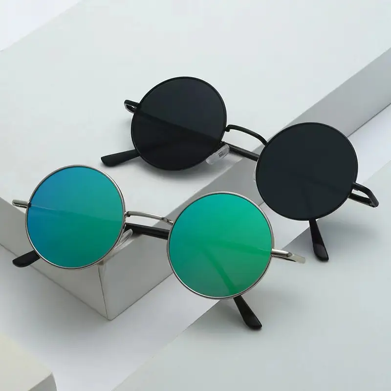 24 New Retro Round Ocean Film Sunglasses Prince Gold Frame - Image 4