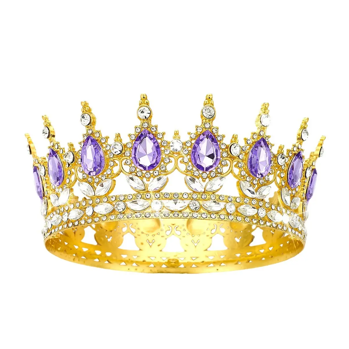 European Baroque Full Circle Rhinestone Crown Hair Accessory - Image 20