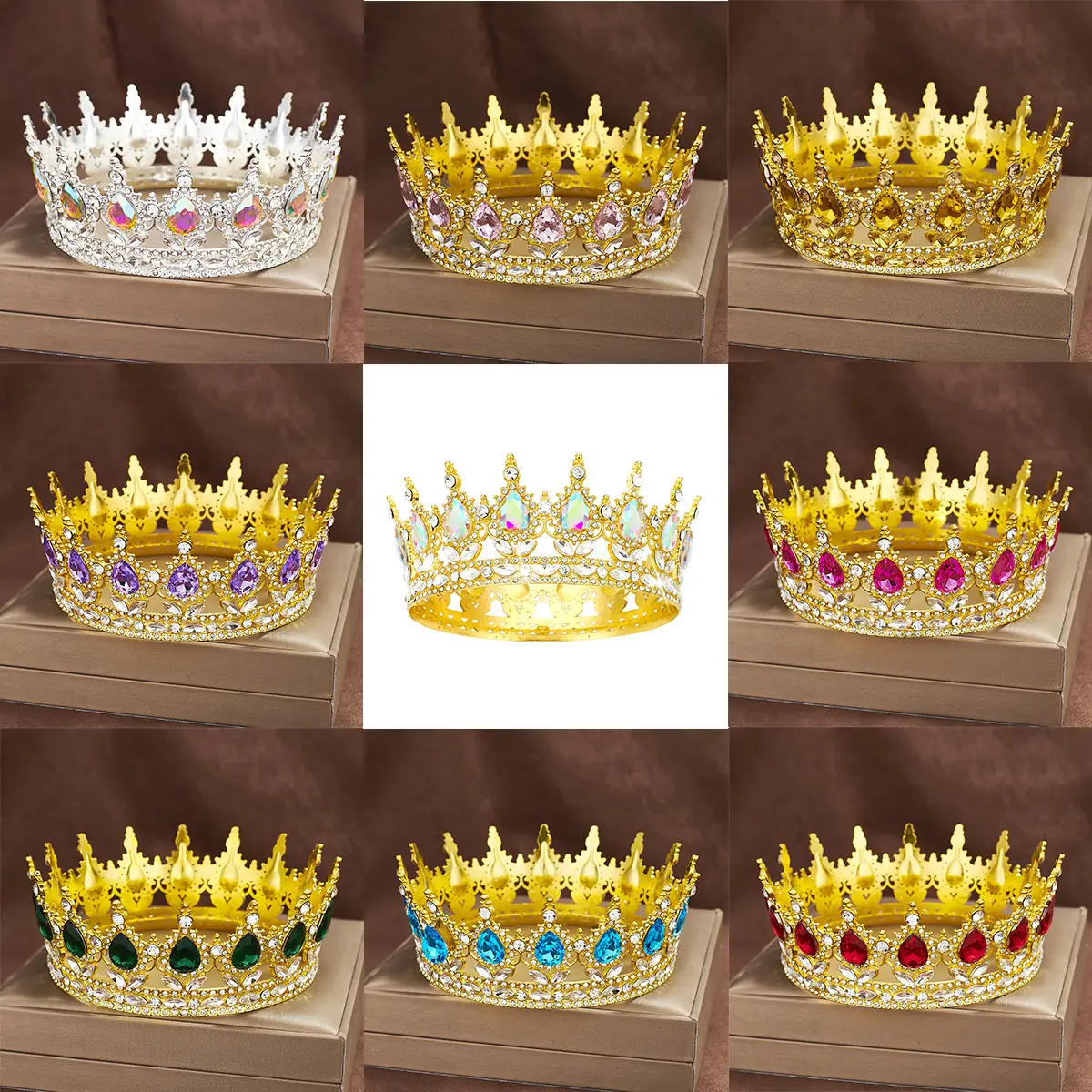 European Baroque Full Circle Rhinestone Crown Hair Accessory — feature 1