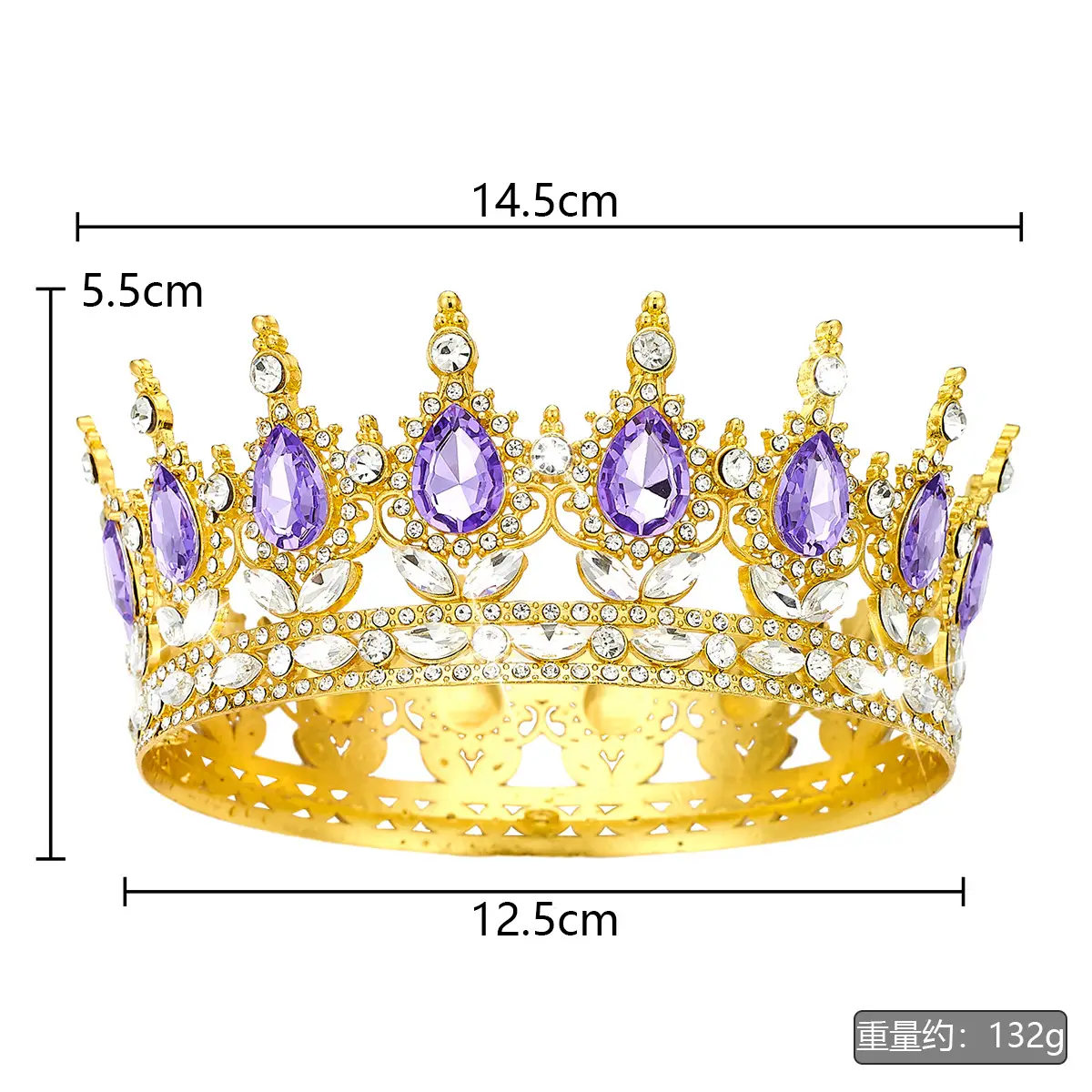 European Baroque Full Circle Rhinestone Crown Hair Accessory — feature 4