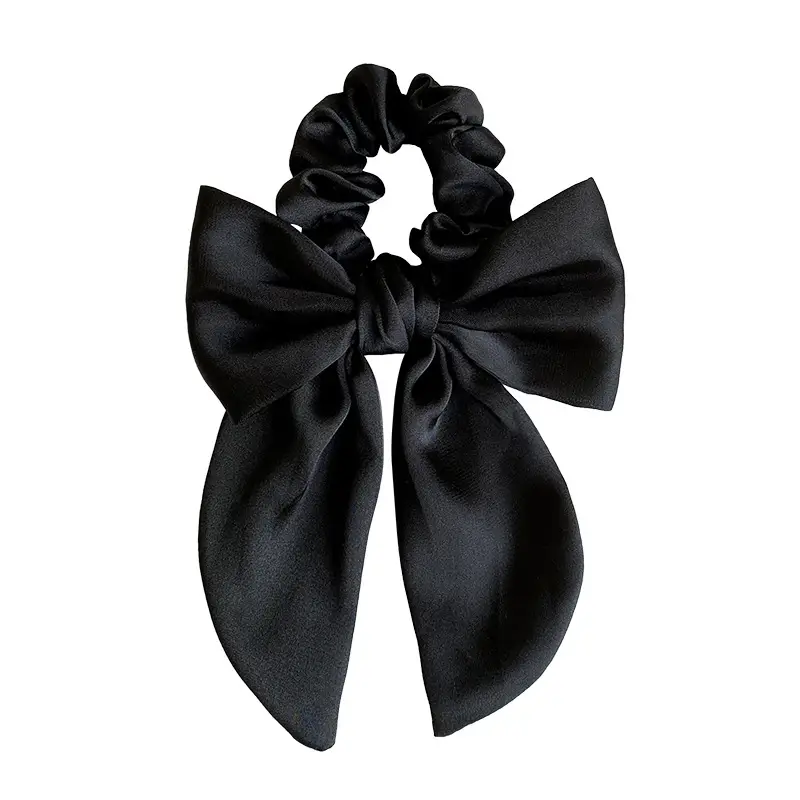 Black Silk Hair Ring Bow for Women - Image 9