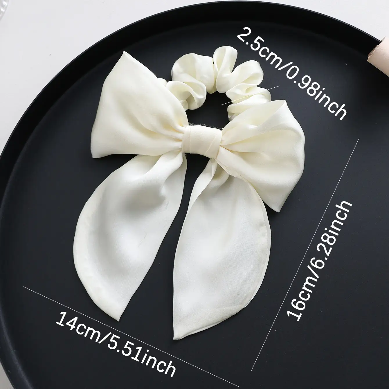 Black Silk Hair Ring Bow for Women - Image 2