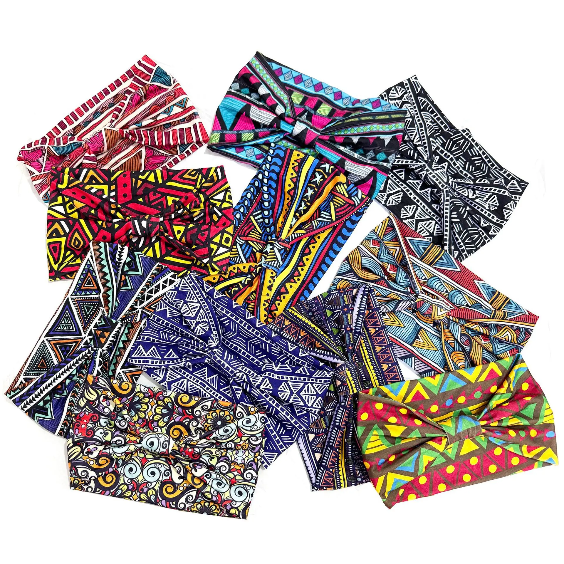 African Print Wide Brim Hairband Purple Green - Image 23