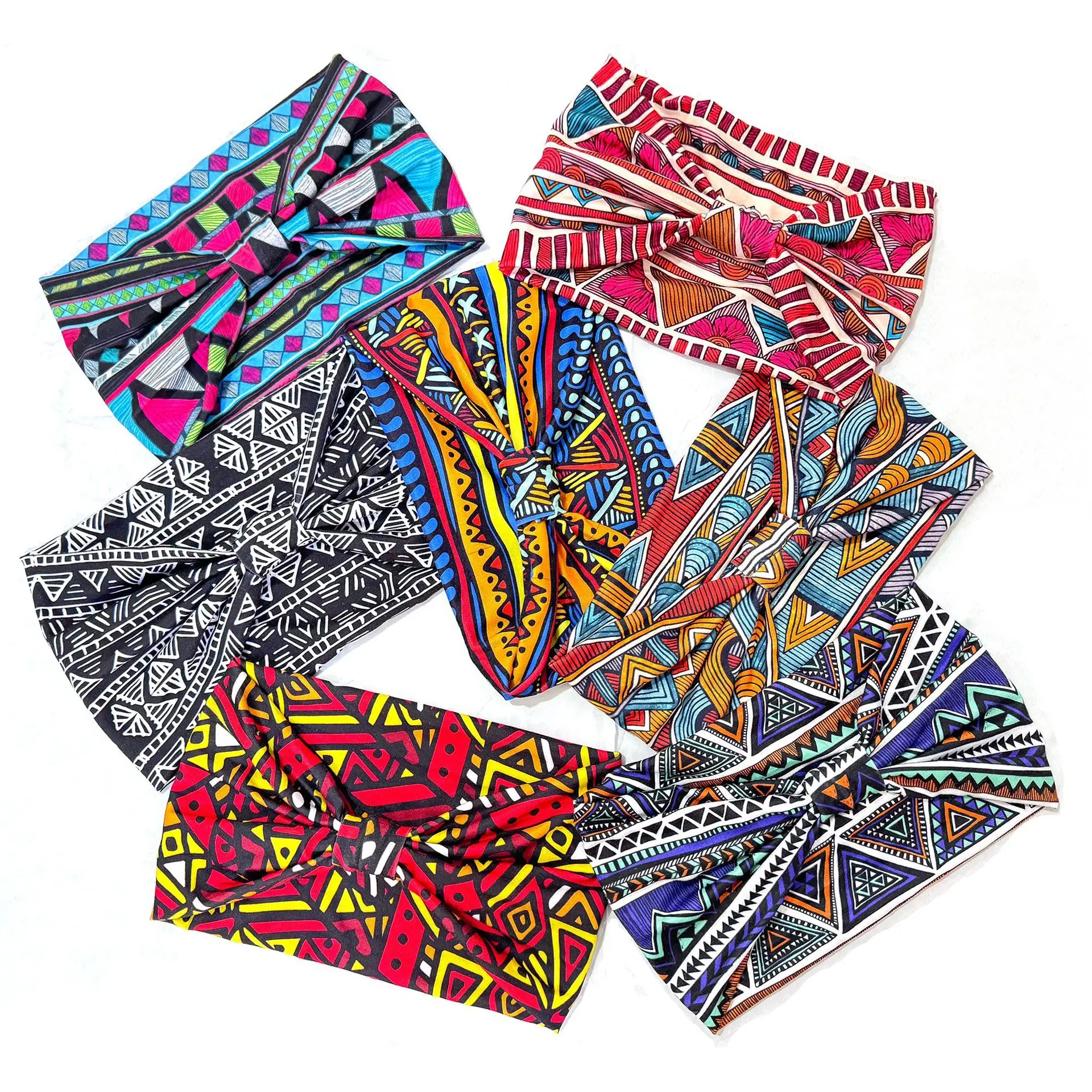 African Print Wide Brim Hairband Purple Green - Image 24