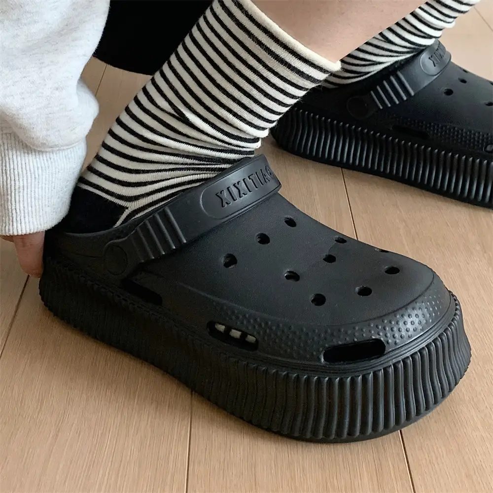 Women's White Croc Heel Sandals with Thick Platform