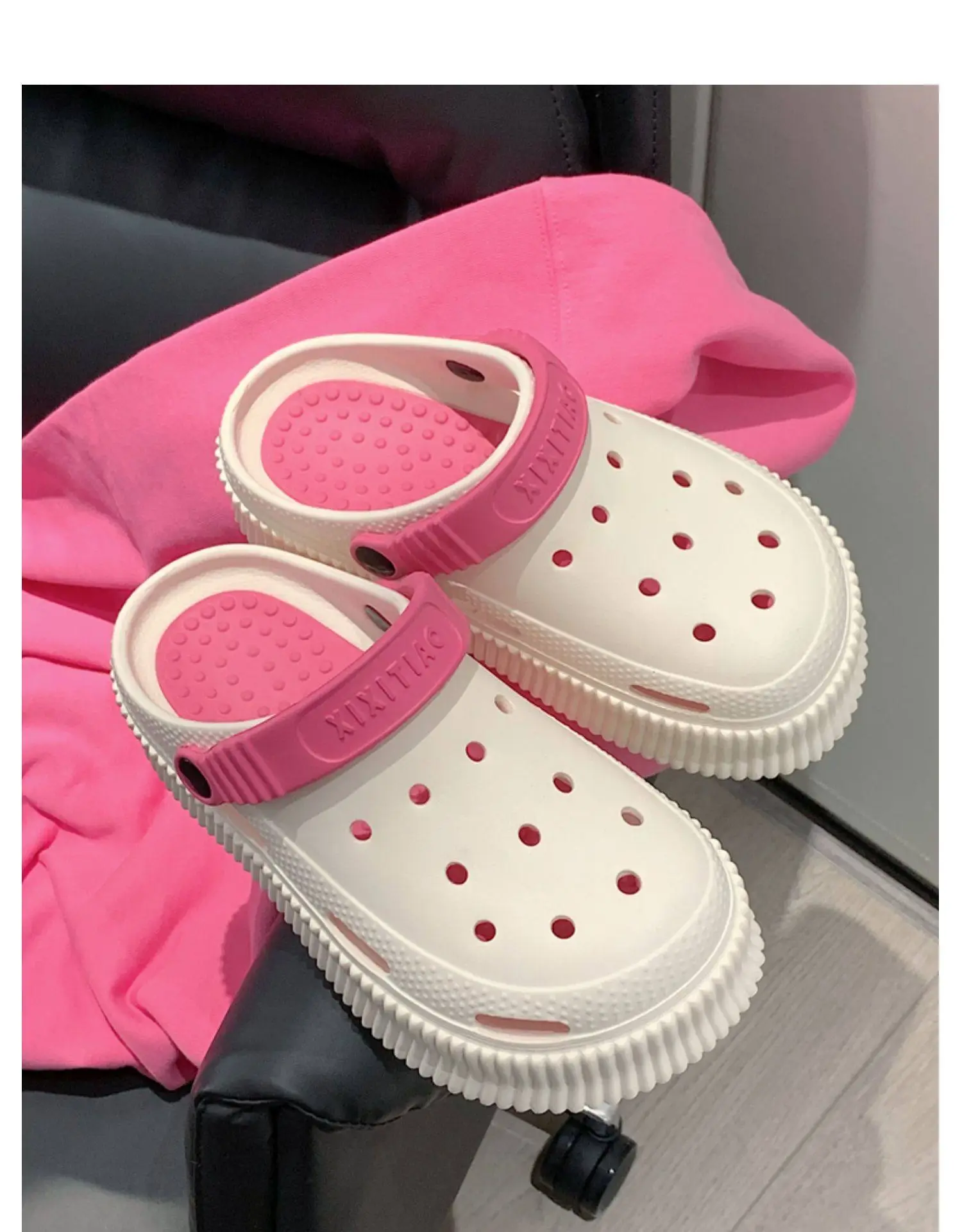 Women's White Croc Heel Sandals with Thick Platform — feature 25