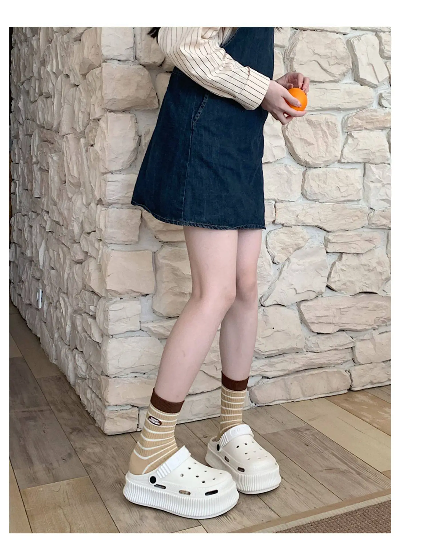 Women's White Croc Heel Sandals with Thick Platform — feature 33