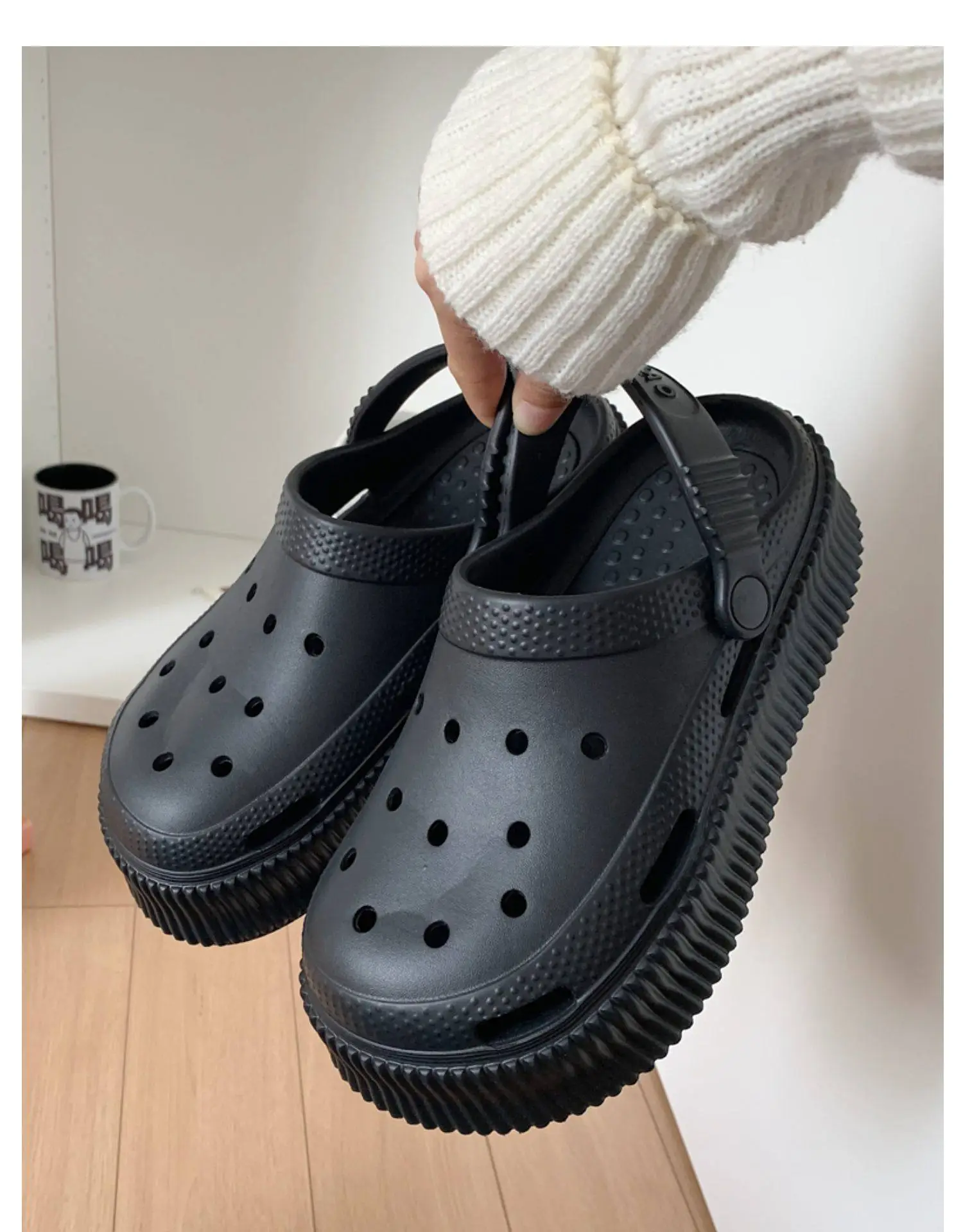 Women's White Croc Heel Sandals with Thick Platform — feature 54