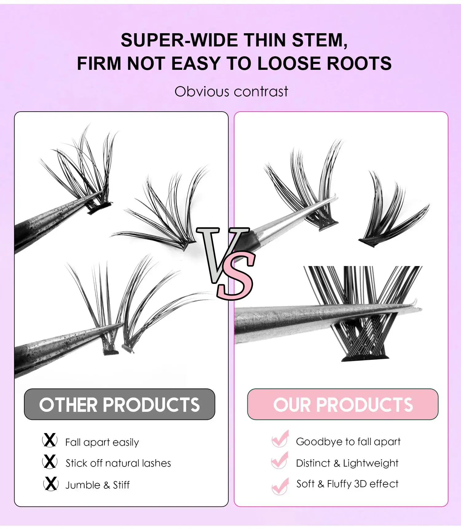 Pink False Eyelashes Set with Glue & Tweezers — feature 6