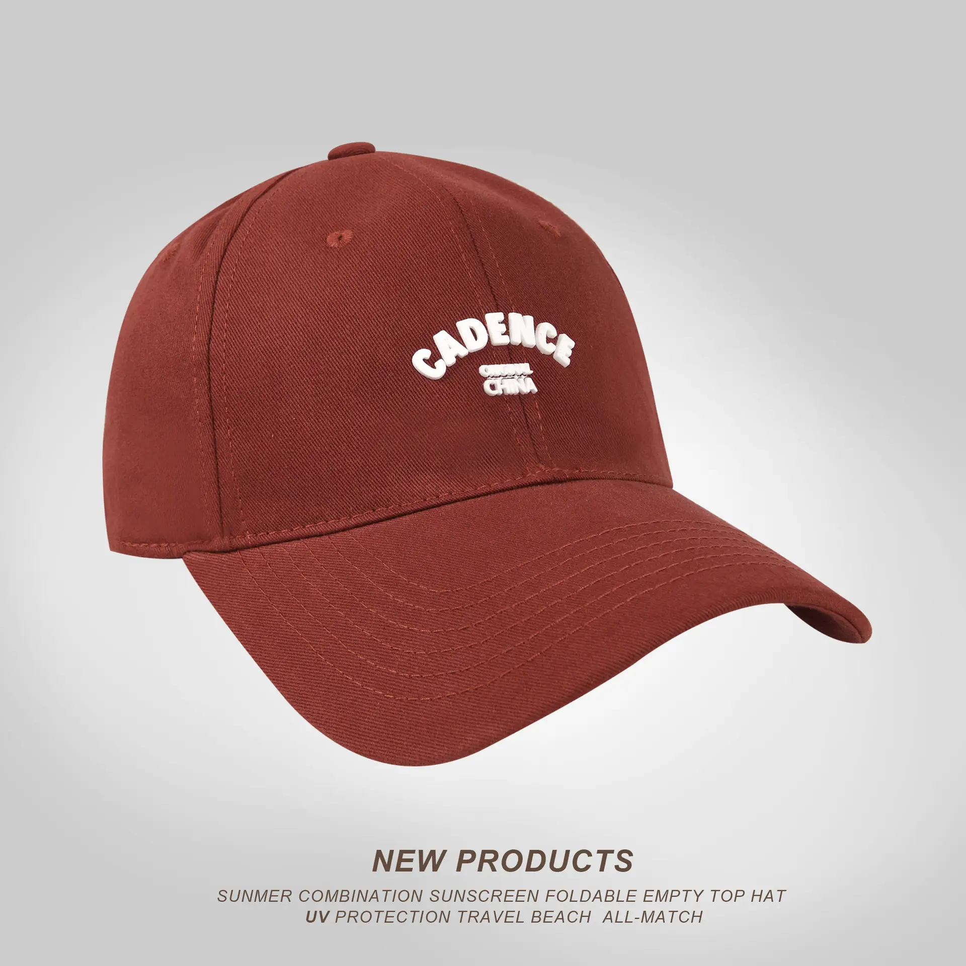 Men European American Solid Color Peaked Cap Wide Brim — feature 14