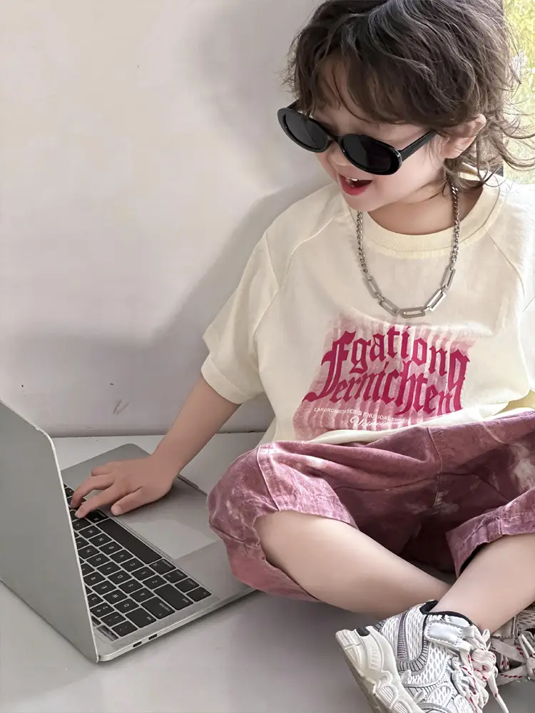 Kids Printed T-Shirt White 2025 Summer Boys - Image 4