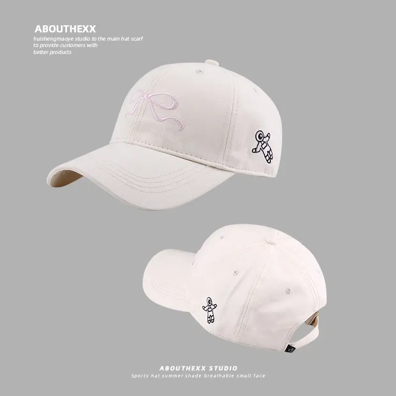 Women Bow Embroidered Peaked Cap Semi-Hard Top — feature 11