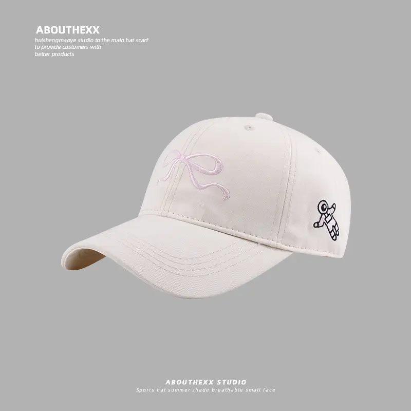 Women Bow Embroidered Peaked Cap Semi-Hard Top — feature 12