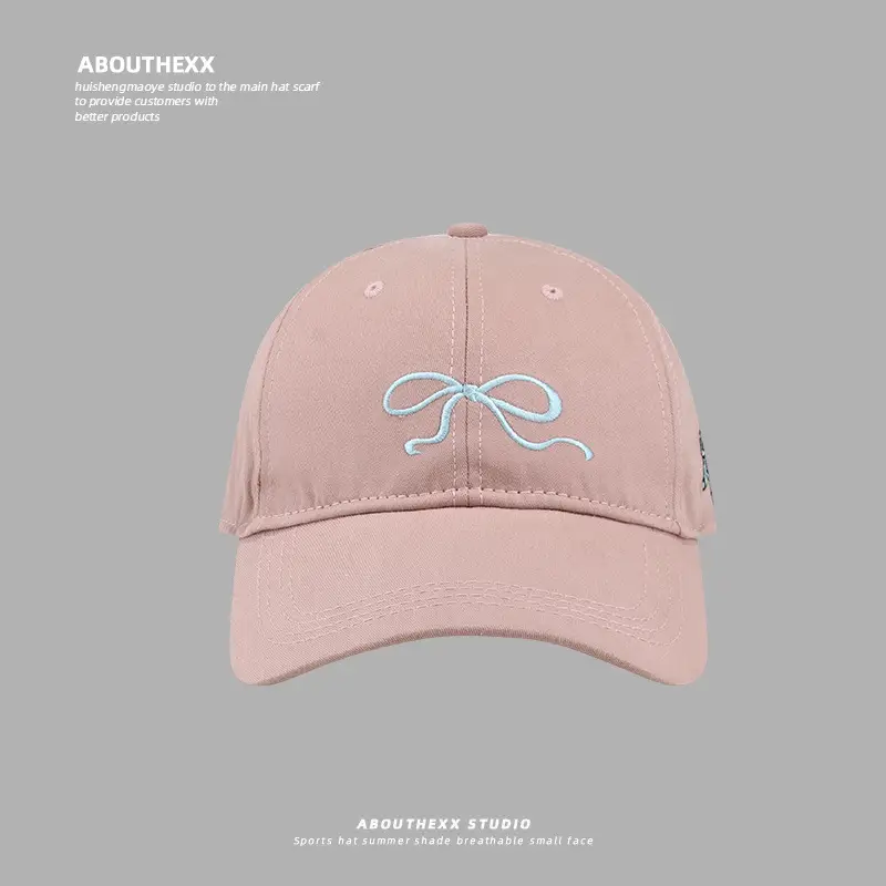 Women Bow Embroidered Peaked Cap Semi-Hard Top - Image 2