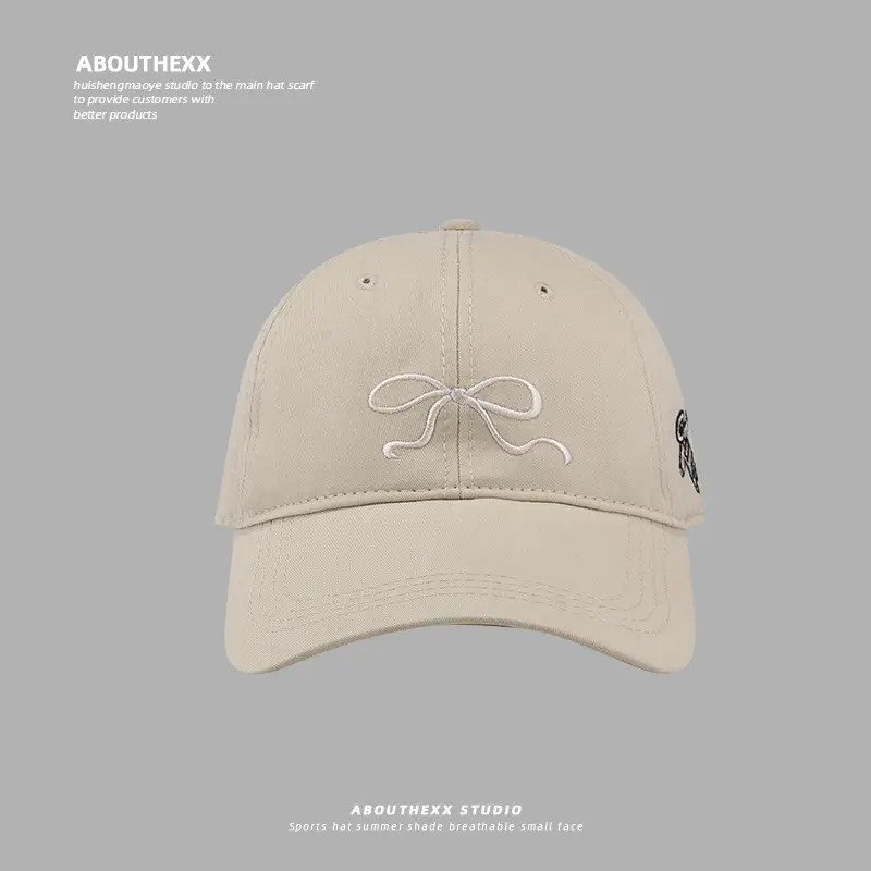 Women Bow Embroidered Peaked Cap Semi-Hard Top - Image 5
