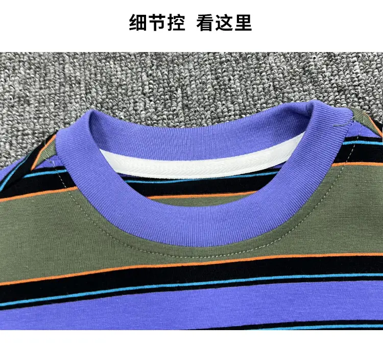 Kids Striped T-Shirt Boys Green Blue Short Sleeve — feature 6