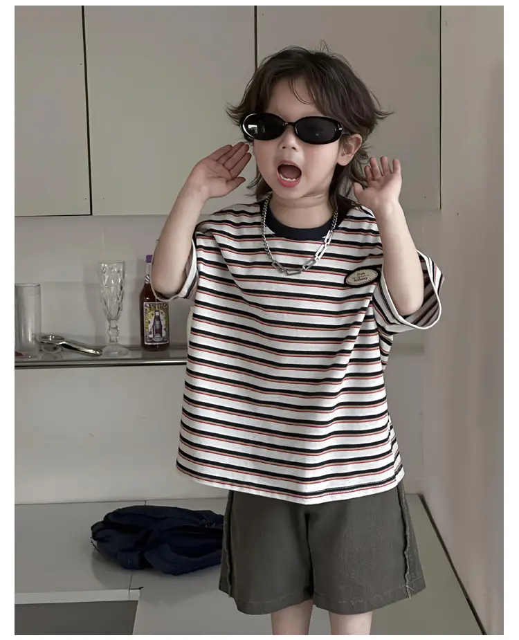 Kids Striped T-Shirt Boys 2025 Korean Style — feature 13