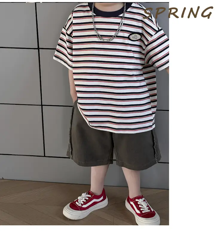 Kids Striped T-Shirt Boys 2025 Korean Style — feature 18