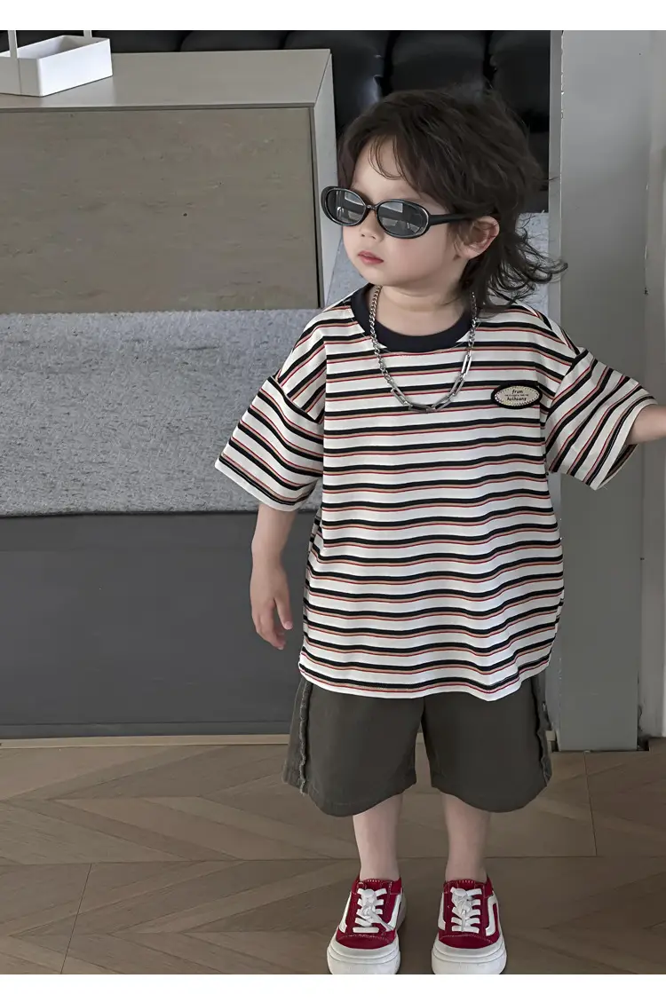 Kids Striped T-Shirt Boys 2025 Korean Style — feature 19