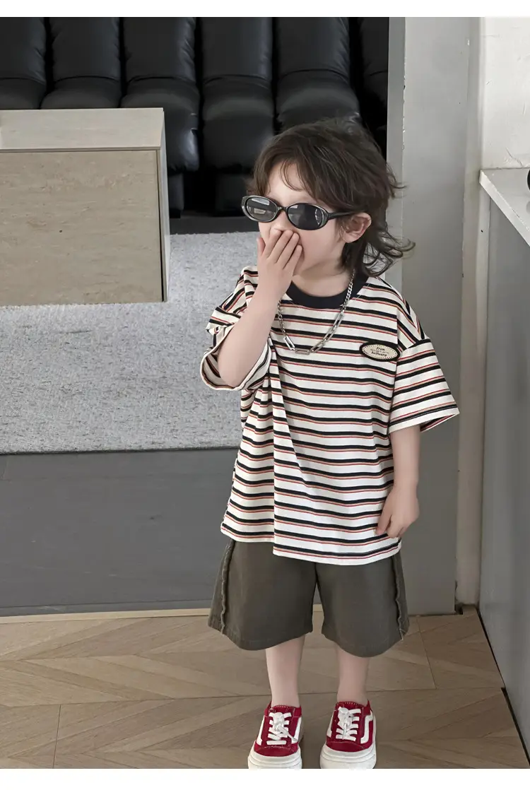 Kids Striped T-Shirt Boys 2025 Korean Style — feature 20