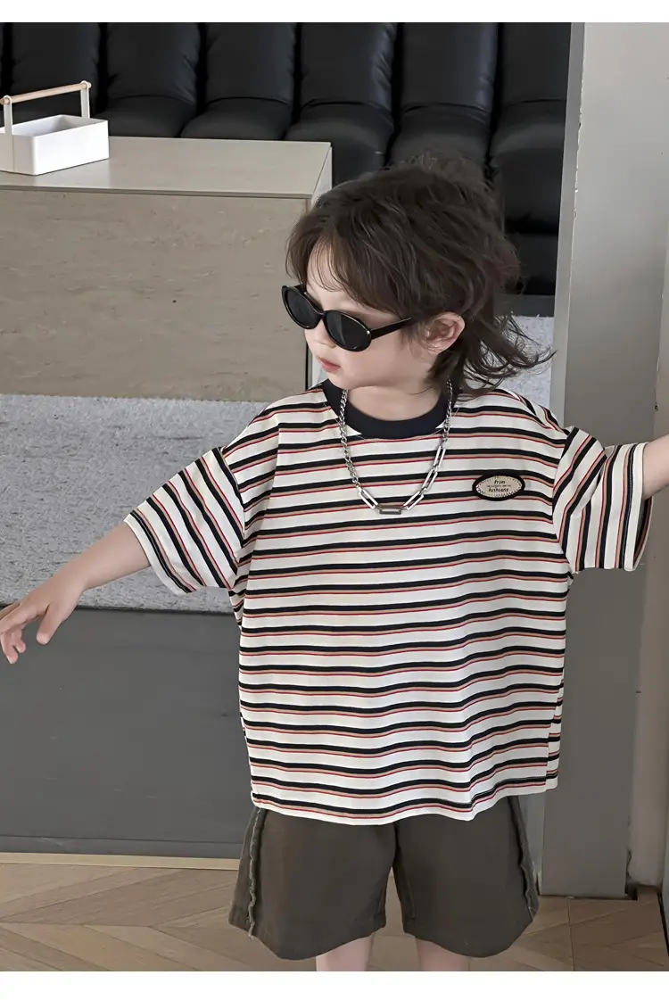 Kids Striped T-Shirt Boys 2025 Korean Style — feature 21