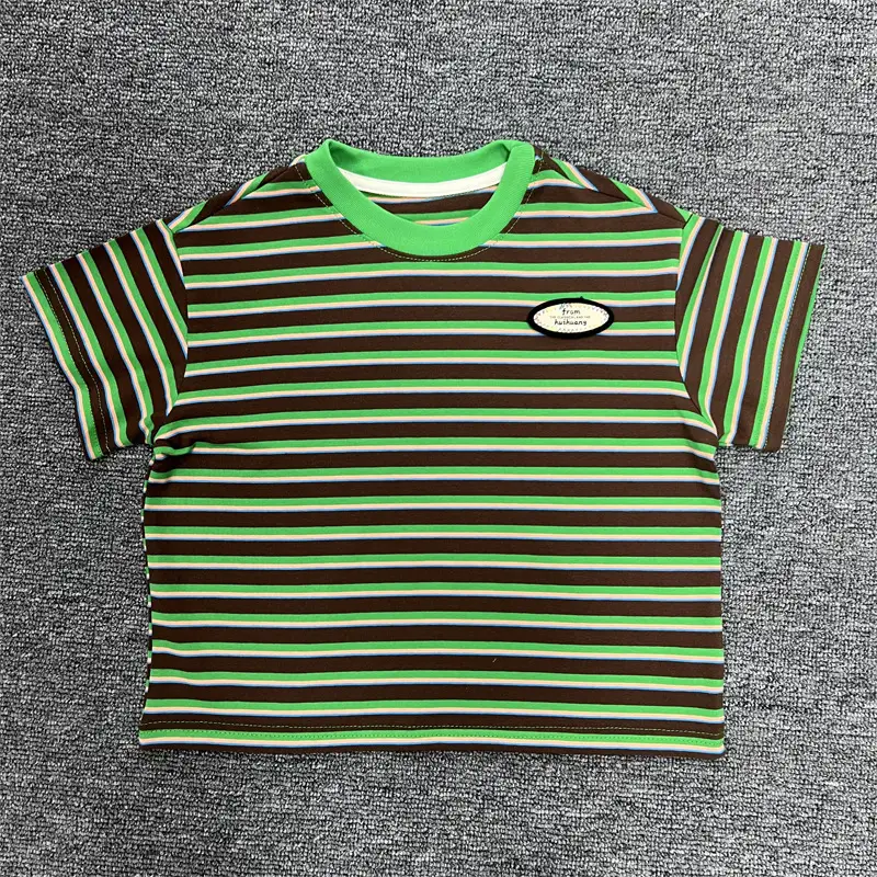 Kids Striped T-Shirt Boys 2025 Korean Style - Image 2