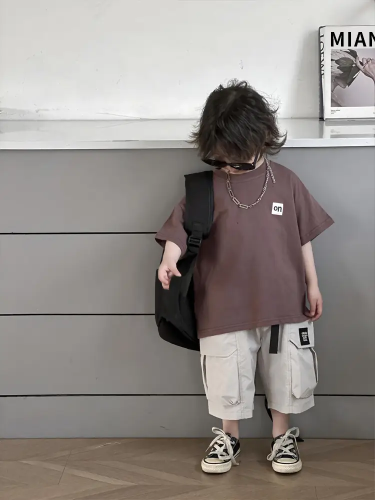 Kids Korean T-Shirt Purple Short Sleeve Dropshipping - Image 5