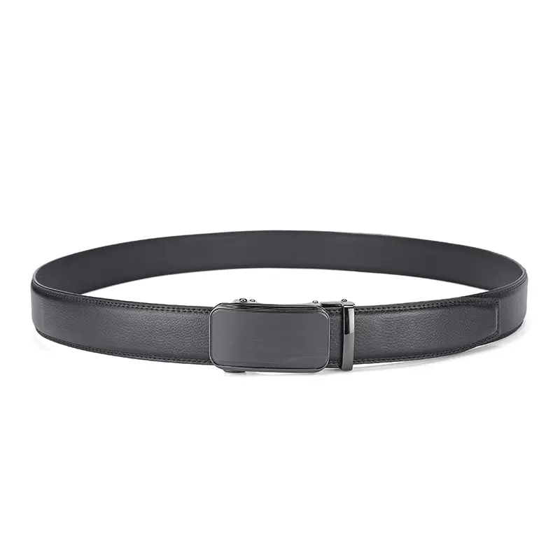 Men's Automatic Buckle Genuine Leather Belt Black - Image 5