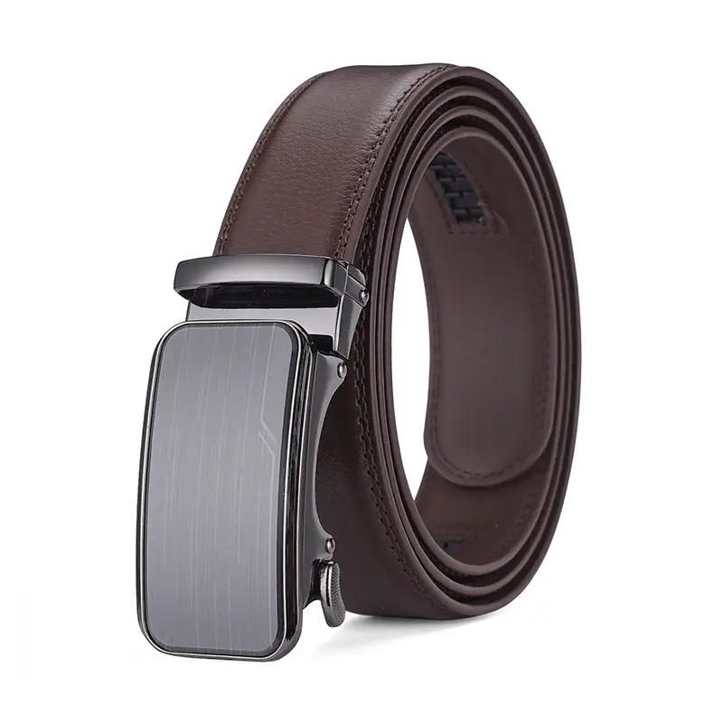 Men's Automatic Buckle Genuine Leather Belt Black — feature 6