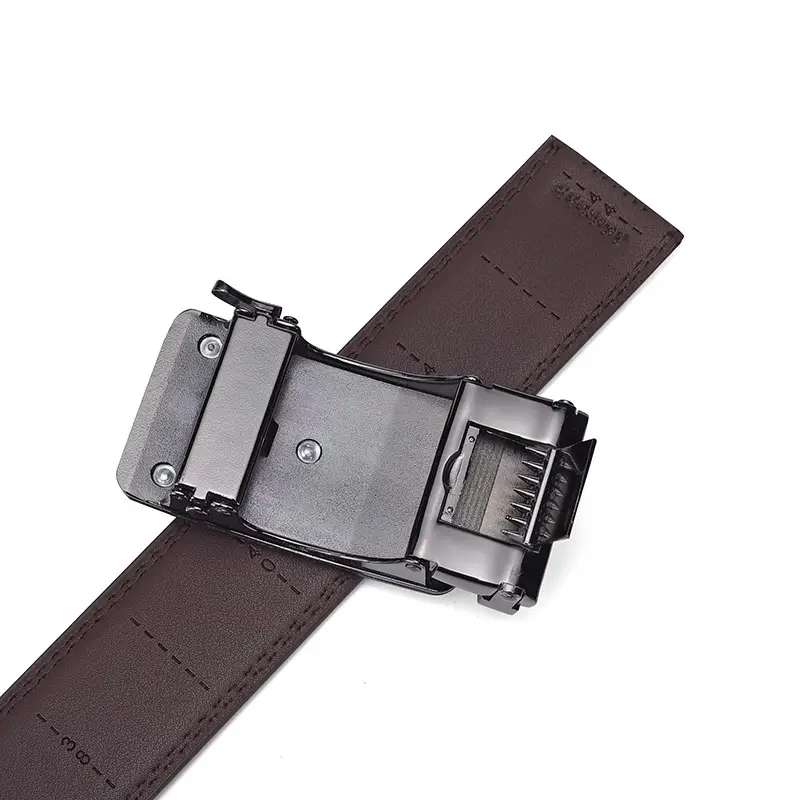 Men's Automatic Buckle Genuine Leather Belt Black — feature 9