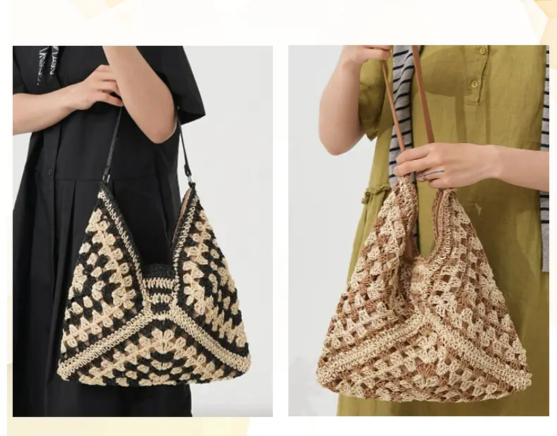 Handwoven Straw Bag Women Large Capacity Shoulder Tote — feature 8