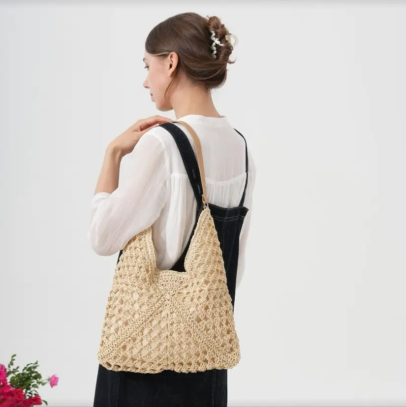 Handwoven Straw Bag Women Large Capacity Shoulder Tote
