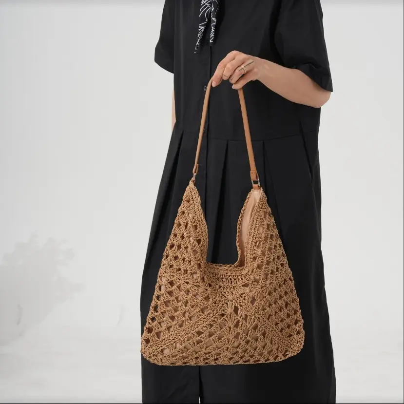 Handwoven Straw Bag Women Large Capacity Shoulder Tote