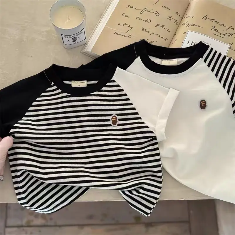 Children Striped Cotton T-Shirt Boys 2025 Summer — feature 1