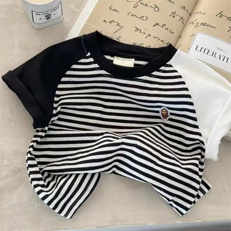 Children Striped Cotton T-Shirt Boys 2025 Summer — feature 2