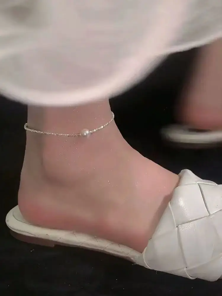 Korean Broken Silver Pearl Anklet Necklace Women's New Fresh Water Pearl Bracelet Necklace Simple Jewelry — feature 5