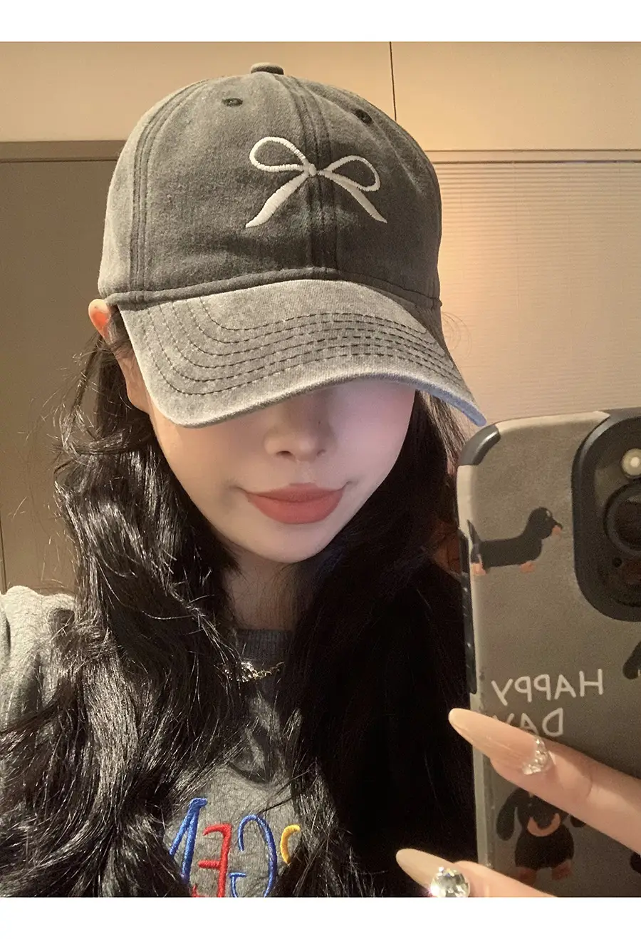 Washed Distressed Baseball Cap Women Bow Embroidered 2024 — feature 6