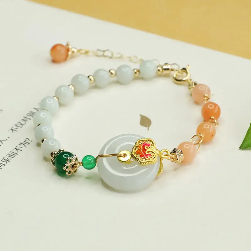Jade Bracelet with Jade Beads and Green Decor - Image 2