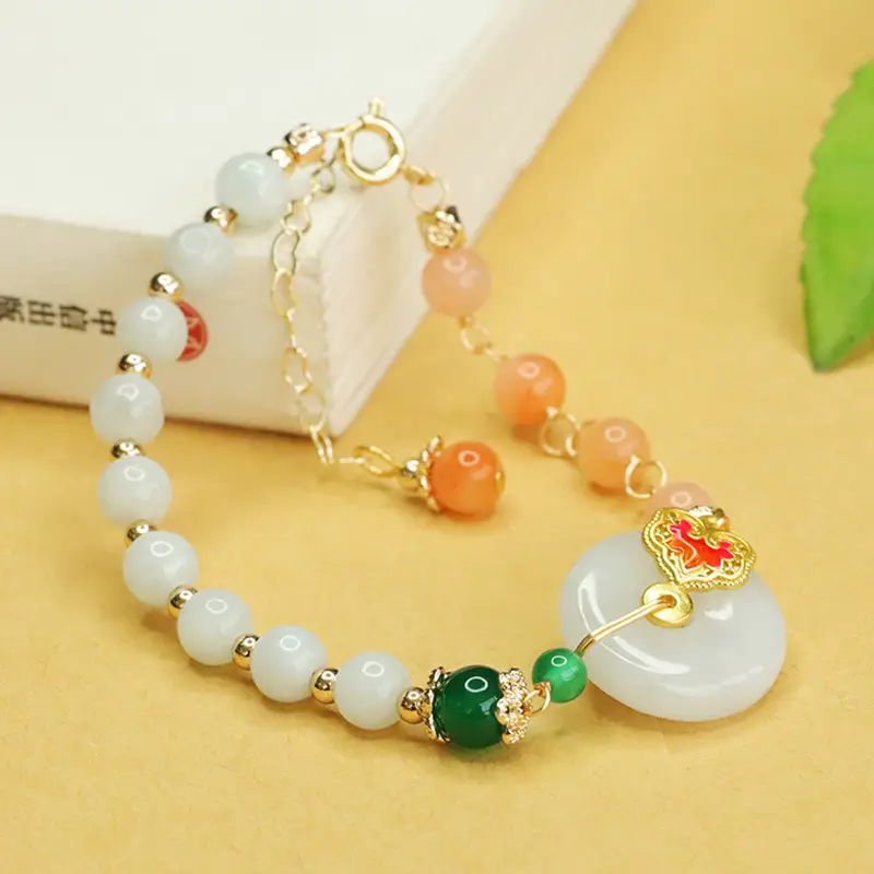 Jade Bracelet with Jade Beads and Green Decor - Image 3