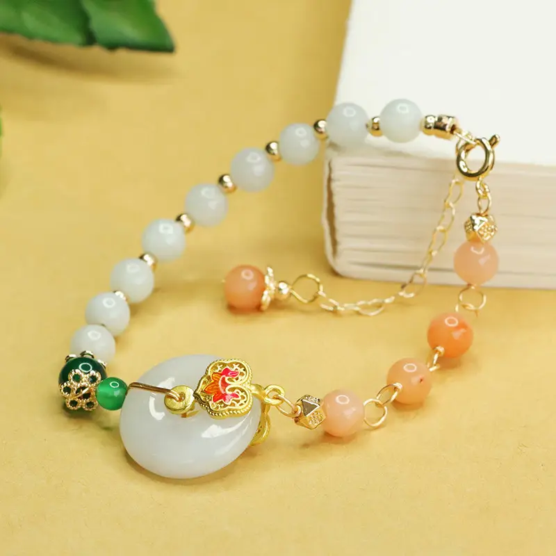 Jade Bracelet with Jade Beads and Green Decor - Image 4
