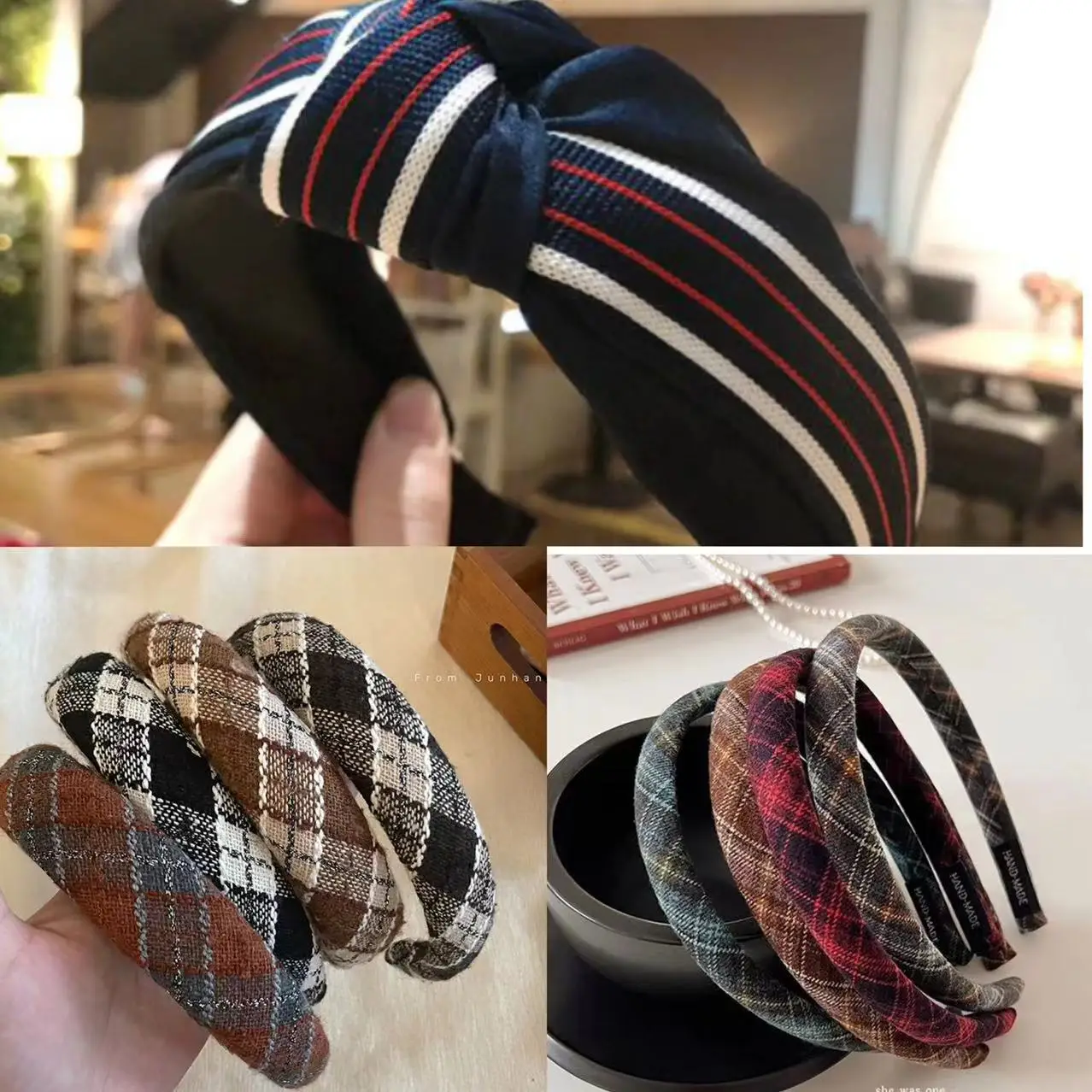 Black Striped High Cranial Hairband for Women