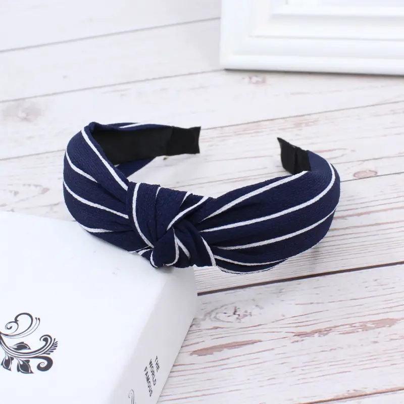 Black Striped High Cranial Hairband for Women