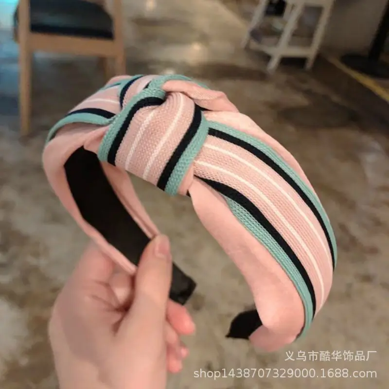 Black Striped High Cranial Hairband for Women